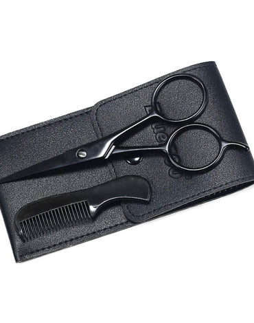 Spdoo Beard Styling Scissors Comb Kit Beard Comb Beard Scissors With Pu Leather Bag Moustache Care Tools Set